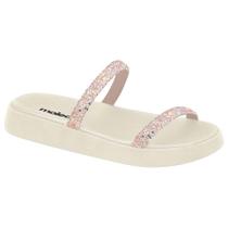 Chinelo Flatform Multi Branco Off Maxxi Glitter Moleca 5507.100
