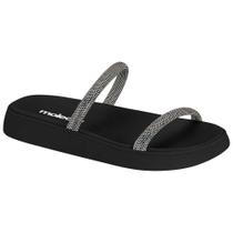 Chinelo Flatform Preto Holográfico Moleca 5507.100 Chinelo Flatform Preto Holográfico Moleca 5507.100