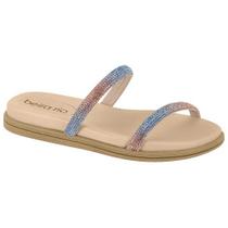 Chinelo Flatform Tira Dupla Jeans Rosa Amêndoa Beira Rio 8488.105