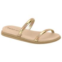 Chinelo Flatform Tira Dupla Metalizada Dourado Tan Bege Beira Rio 8488.105