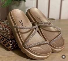 Chinelo Flatform Tiras Strass Cristal Silver Branco Off Vizzano 6459.118 Chinelo Flatform Tiras Strass Cristal Silver Branco Off Vizzano 6459.118