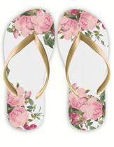 Chinelo Flor rosa com verde Minimalista