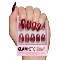 Chinelo Glamnetic Ruby Press On Nails Deep Red Sparkly