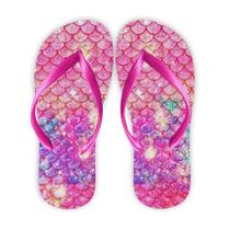 Chinelo Gliter Escama Sereia Rosa