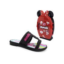 Chinelo Grendene Minnie Mini Geladeira Menina Preto/Preto/Verde