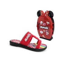 Chinelo Grendene Minnie Mini Geladeira Menina Preto/Vermelho