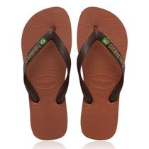 Chinelo Havaianas Brasil Logo - Ferrugem Café Tamanho:43/44Cor:MarromGênero:Feminino