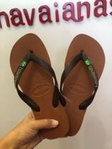 Chinelo havaianas brasil logo ferrugem café