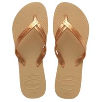 Chinelo Havaianas Feminina Elegance Lisa com Tira Grossa Nova Coleção Original Dourado