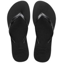 Chinelo Havaianas Feminina Fantasia Lisa com Tira Fina Nova Coleção Original Preto Chinelo Havaianas Feminina Fantasia Lisa com Tira Fina Nova Coleção Original Preto