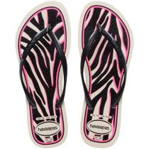 Chinelo Havaianas Feminino SLIM Animals 37/38 Bege Palha (PAR)