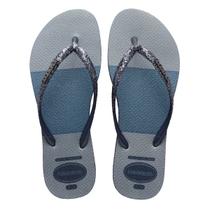 Chinelo Havaianas Feminino Slim Glitter - Azul Índigo Tamanho:33/34Cor:Azul