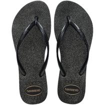 Chinelo Havaianas Feminino SLIM GLOSS 35/36 PRETO/PRATA PAR