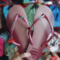 Chinelo Havaianas Feminino Slim Gloss Glitter Tiras Finas Vários Modelos Cores Super Macio Confortável