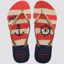 Chinelo Havaianas Feminino Slim Nautical 4137125 Bege Chinelo Havaianas Feminino Slim Nautical 4137125 Bege