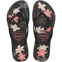 Chinelo Havaianas Feminino Slim Organic Floral Tiras Finas