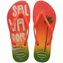 Chinelo Havaianas Feminino Slim Postcard Salvador Laranja