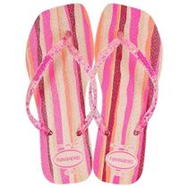 Chinelo Havaianas Feminino Slim Square Folia Rosa