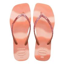 Chinelo Havaianas Feminino Slim Square Glitter Party Rosa