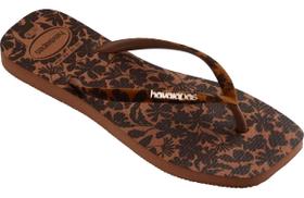 Chinelo Havaianas Feminino Slim Square Velvet Veludo Floral