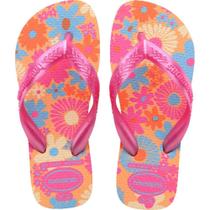 Chinelo Havaianas Infantil KIDS Flores 27/8 Pessego PAR