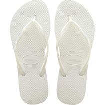 Chinelo Havaianas Infantil Slim Básíco sem estampa tira fina Cor:brancoTamanho:25/26 Chinelo Havaianas Infantil Slim Básíco sem estampa tira fina Cor:brancoTamanho:25/26