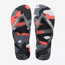 Chinelo Havaianas Infantil Top Camuflado Cinza Original 25/26