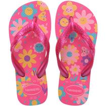 Chinelo havaianas kids flores rosa flux
