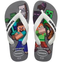 Chinelo havaianas kids minecraft cinza aço/branco Chinelo havaianas kids minecraft cinza aço/branco