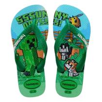 Chinelo Havaianas Kids Minecraft FC Tamanho:37/38Cor:Verde Paria Chinelo Havaianas Kids Minecraft FC Tamanho:37/38Cor:Verde Paria