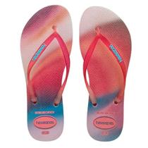 Chinelo Havaianas Logo Metallic Rainbow Pink Lemonade