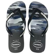 Chinelo Havaianas Masculino Top Camuflado Original Conforto Casual Verão Cor:Preto/BrancoTamanho:43/44