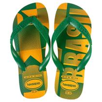 Chinelo Havaianas Masculino Top Vai Brasil Original Verde e Amarelo Conforto Torcedor Cor:AmareloTamanho:39/40