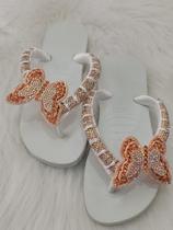 chinelo havaianas personalizado com meia cana e borboleta de feutro chinelo havaianas personalizado com meia cana e borboleta de feutro