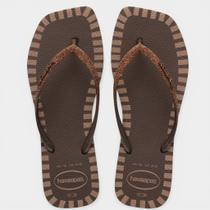 Chinelo Havaianas Slim Glitter Contour Feminino - Marrom - 39/40 Chinelo Havaianas Slim Glitter Contour Feminino - Marrom - 39/40