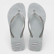 Chinelo Havaianas Slim Glitter Edge Feminino - Prata - 37/38