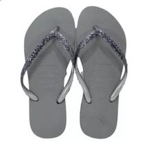 Chinelo Havaianas Slim Glitter II Cinza Aço 33/34 Chinelo Havaianas Slim Glitter II Cinza Aço 33/34