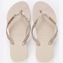 Chinelo Havaianas Slim Glitter II Feminino - Areia
