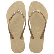 Chinelo Havaianas Slim Glitter II Feminino Areia