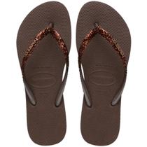 Chinelo Havaianas Slim Glitter II Feminino - Marrom