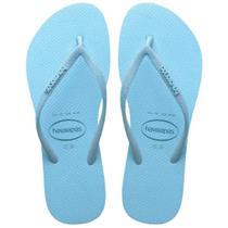 Chinelo Havaianas Slim Glitter Neon Feminina - Azul Claro