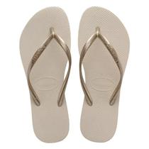 Chinelo Havaianas Slim Lisa Feminino Bege Dourado