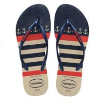 Chinelo Havaianas Slim Nautical 08191 - Estilo Náutico com Âncoras e Listras