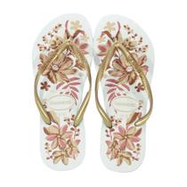 Chinelo Havaianas Slim Organic Branco/Dourado