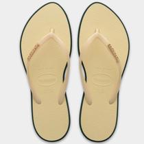 Chinelo Havaianas Slim Point Feminino - Bege e Verde - 33/34 Chinelo Havaianas Slim Point Feminino - Bege e Verde - 33/34