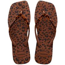 Chinelo Havaianas Slim Square Feminino Onça Velvet Tiras Aveludadas 33 ao 40 100% Original