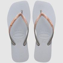 Chinelo havaianas slim square glitter-cinza gelo