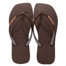 Chinelo Havaianas Slim Square Glitter Marrom Café