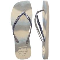 Chinelo havaianas slim square glitter party original.