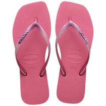 Chinelo Havaianas Slim Square Glitter Quadrada Logo Metallic